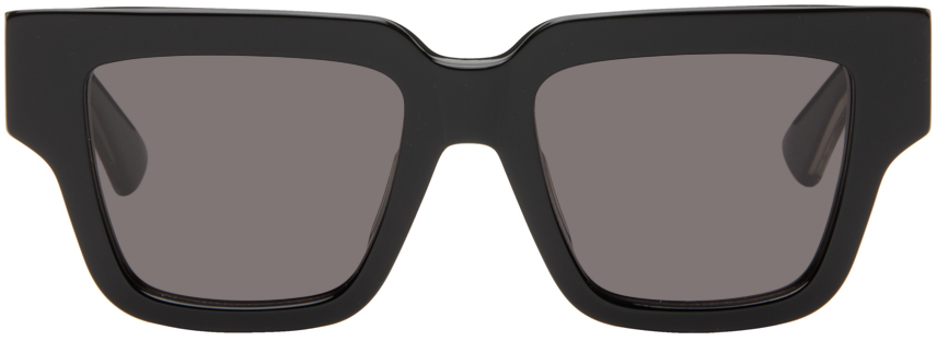 Shop Bottega Veneta Black Tri-fold Square Sunglasses In Black-grey-grey