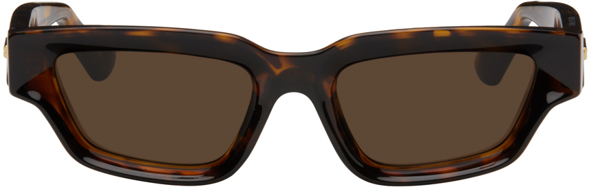 Bottega Veneta Tortoiseshell Sharp Square Sunglasses In Havana-havana-brown