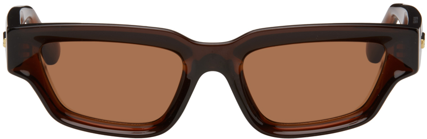 Bottega Veneta Brown Sharp Square Sunglasses In Brown-brown-brown