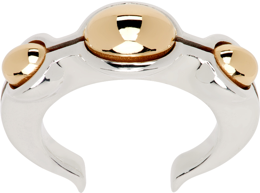 BOTTEGA VENETA SILVER & GOLD OPEN BAND RING 