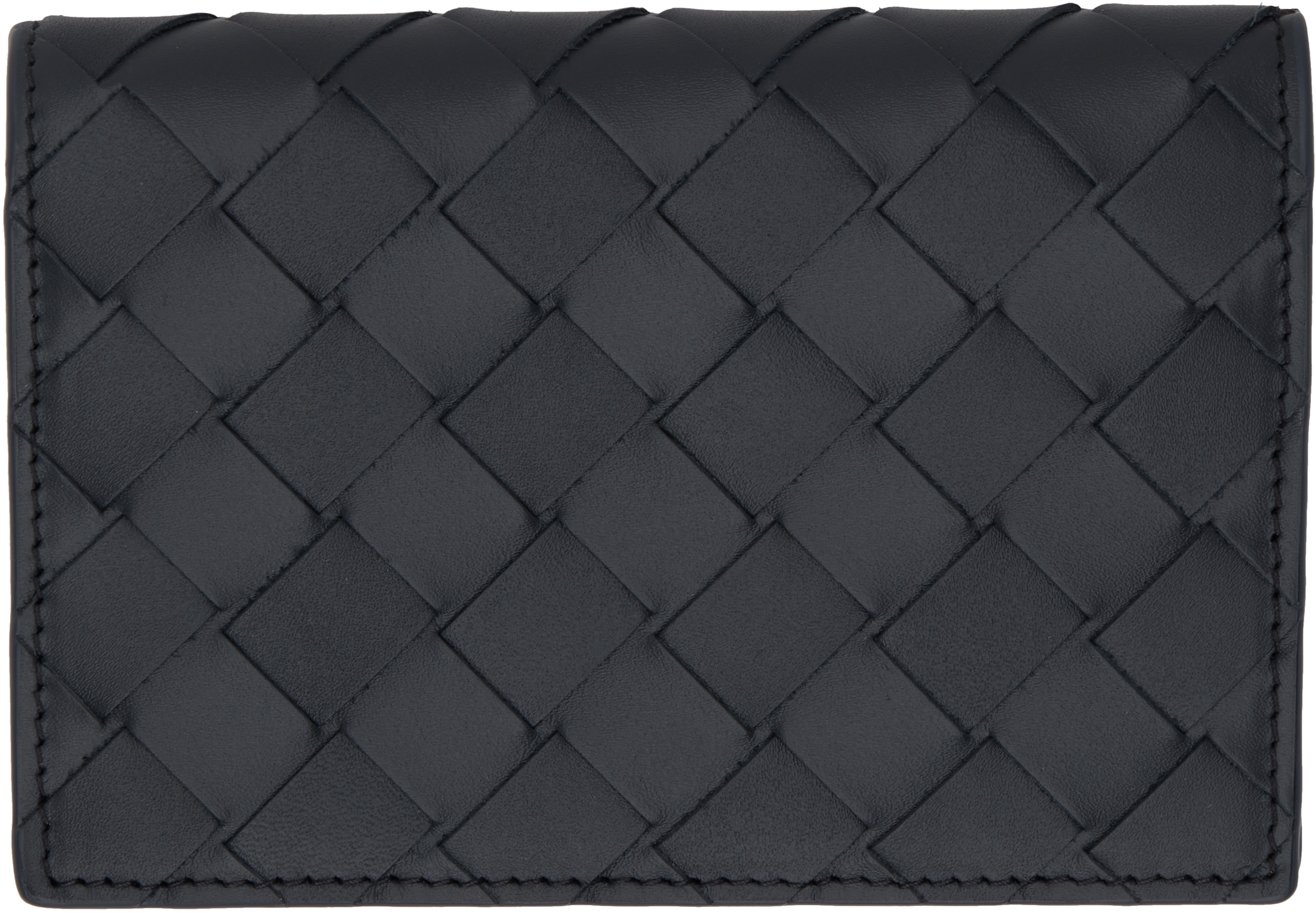 Bottega Veneta Black Intrecciato Passport Holder In Shadow N/olive Oil-s