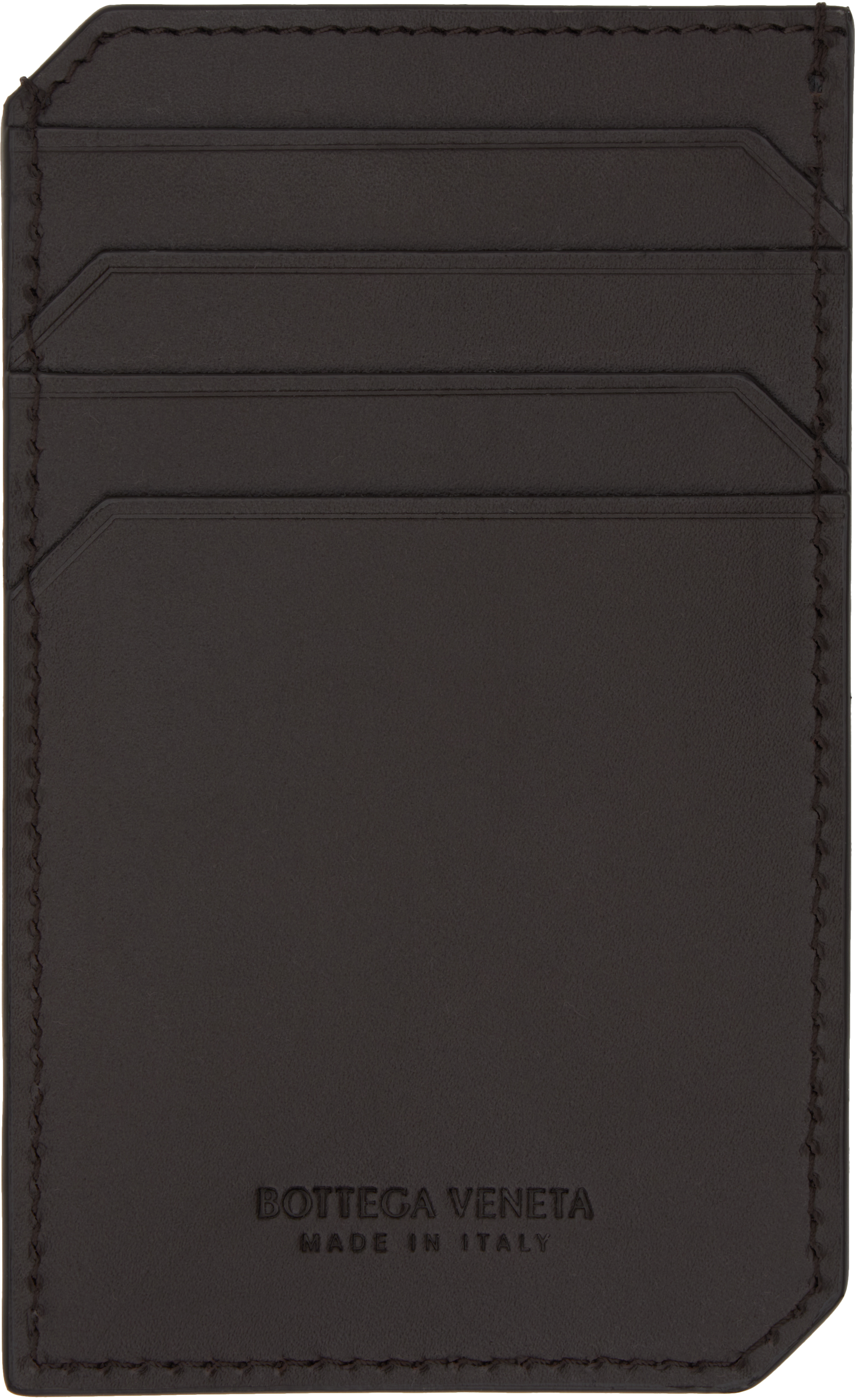 Brown Intrecciato Piccolo Vertical Card Holder