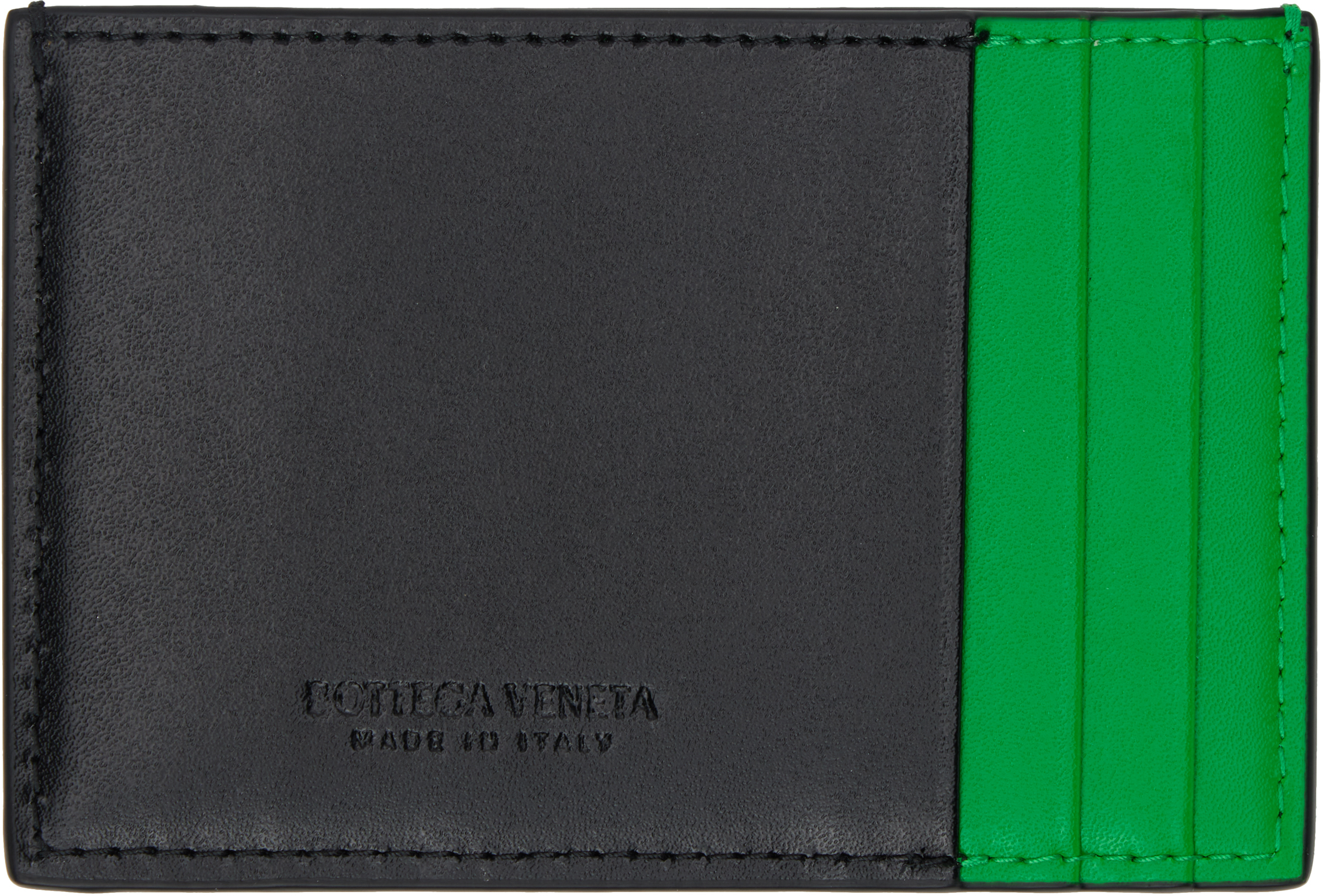 Bottega Veneta Black Cassette Credit Card Holder In Black/black-par/pa-s