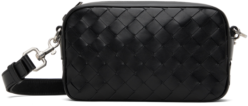 Shop Bottega Veneta ブラック ミニ Intrecciato カメラバッグ In 8803 Black-silver