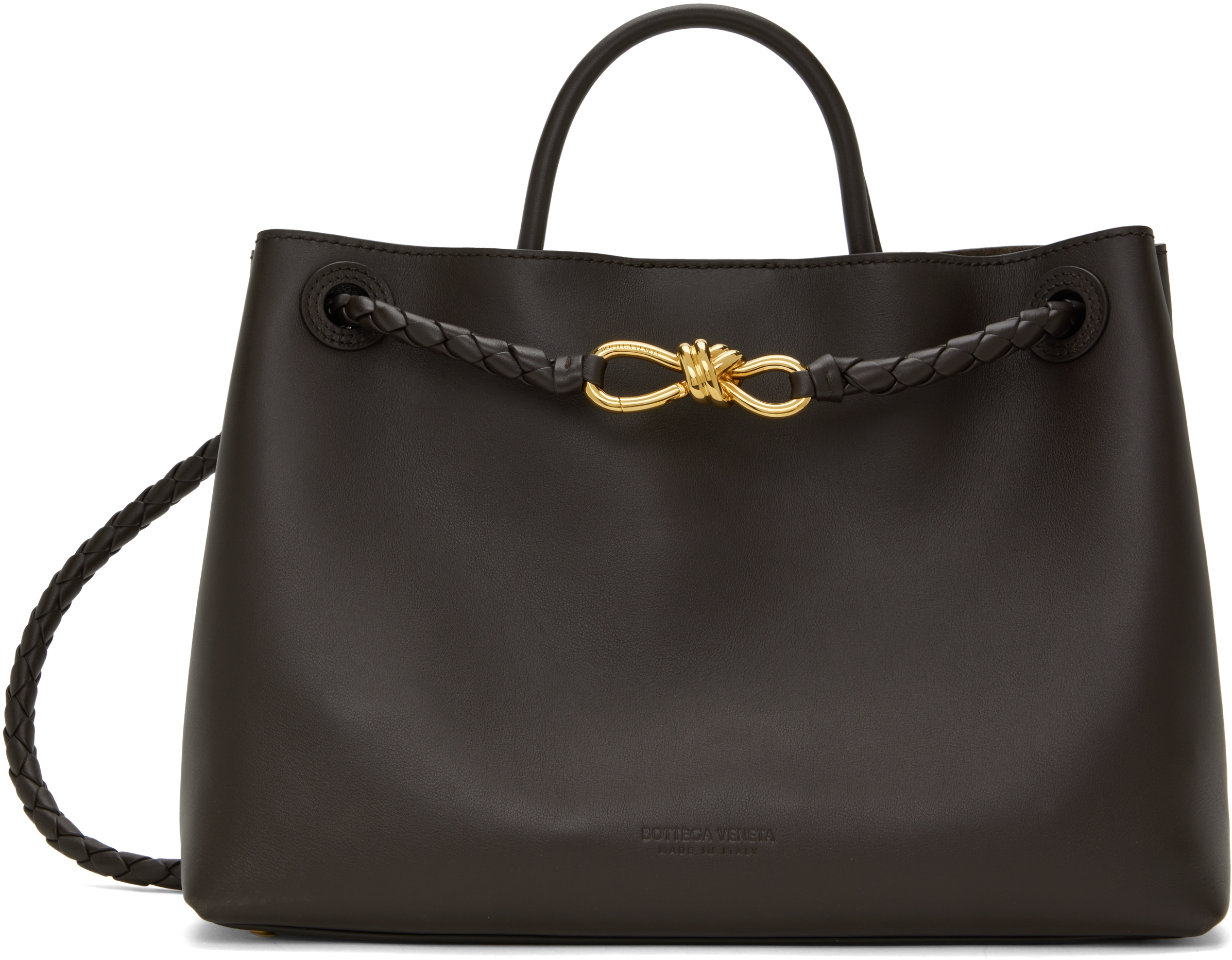 Bottega Veneta Brown Medium Andiamo Bag In Fondant-m Brass