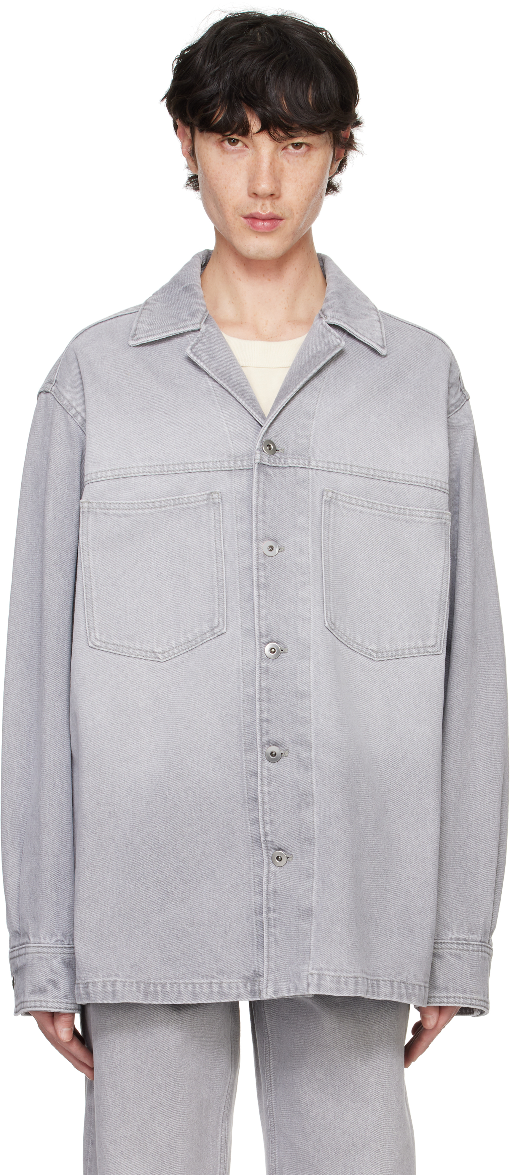 Gray Washed Denim Shirt