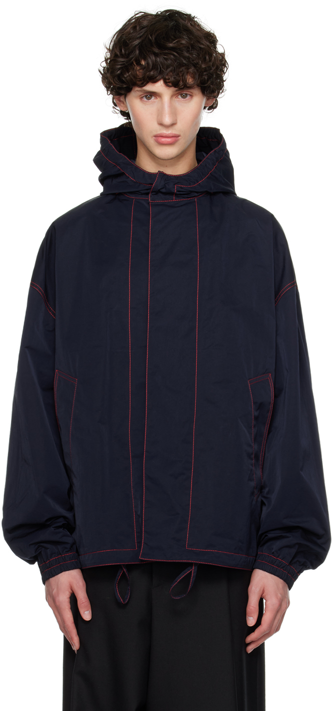 Shop Bottega Veneta Navy Tech Jacket In 4121 Navy