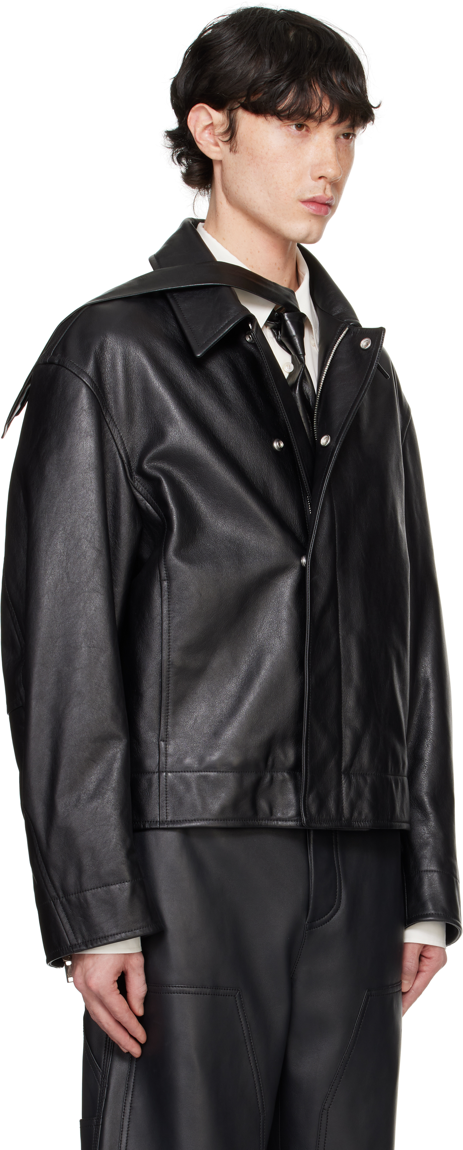 Bottega Veneta Black Natural Calf Leather Jacket In Black