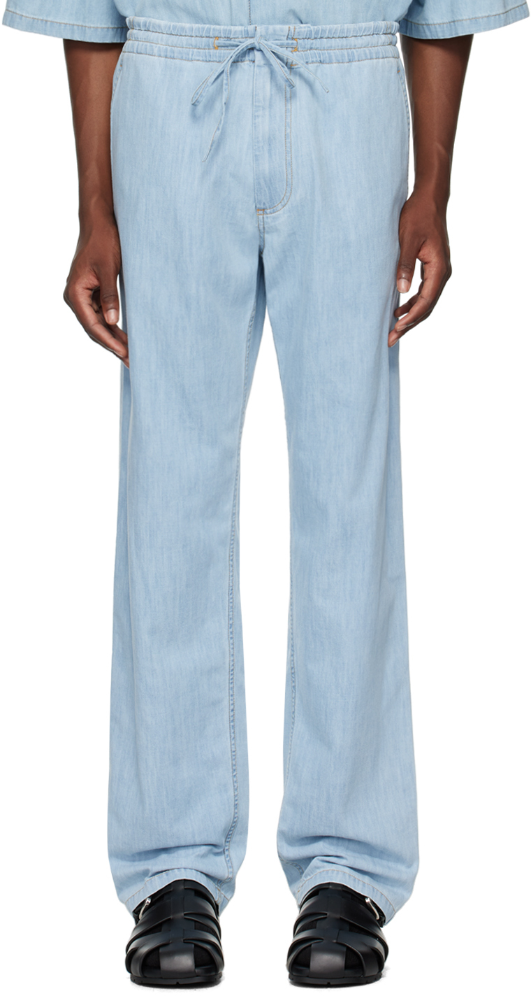 パンツ Bottega Veneta Panta Blu Bottega Veneta: Blue Light Bleached Elasticized Jeans | SSENSE