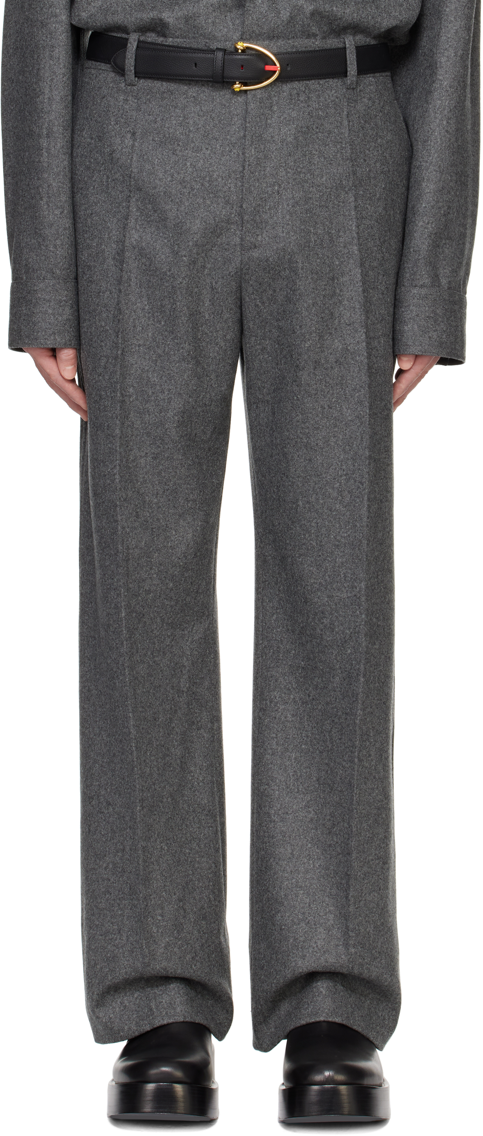 Gray Light Wool Flannel Trousers