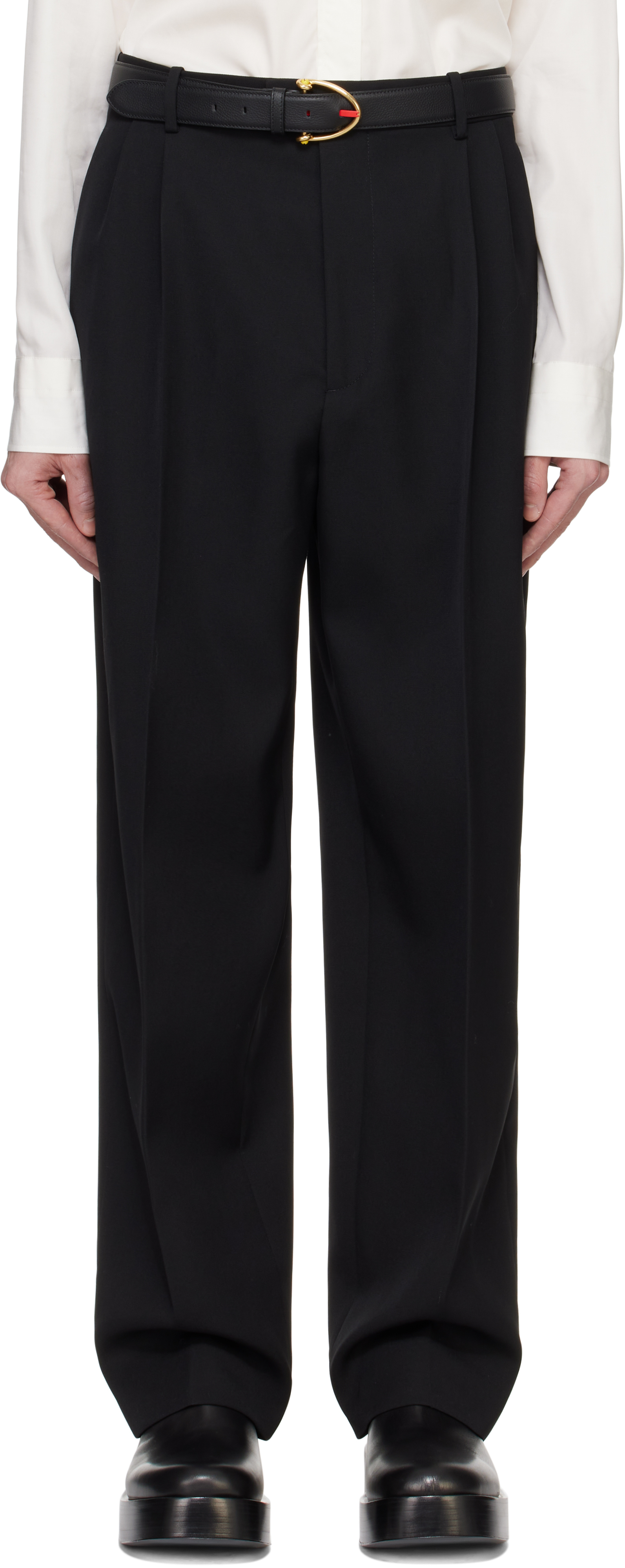 Black Wool Twill Trousers