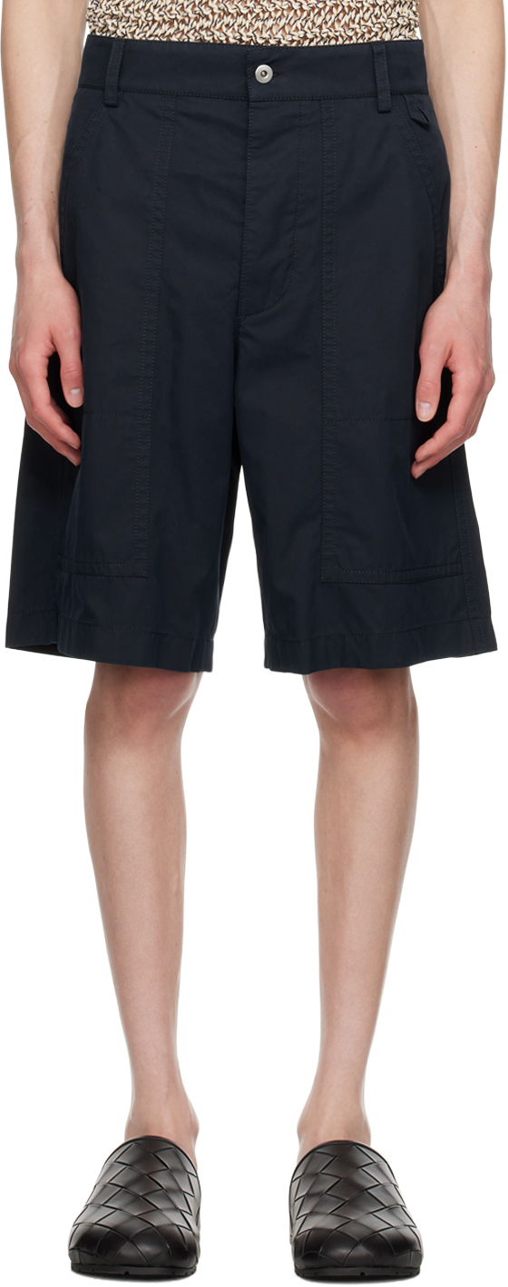Bottega Veneta Navy Lightweight Shorts In Midnight Blue