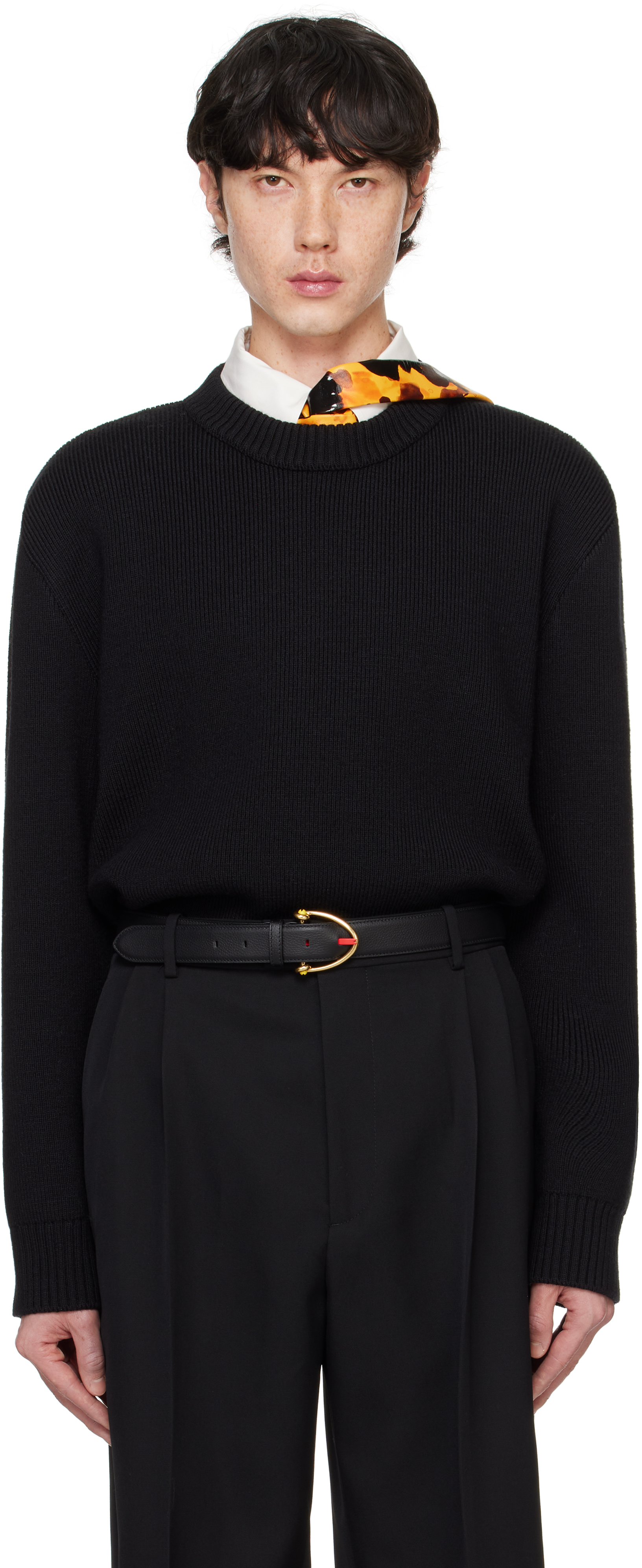 Black Classic Wool Tailored Sweater