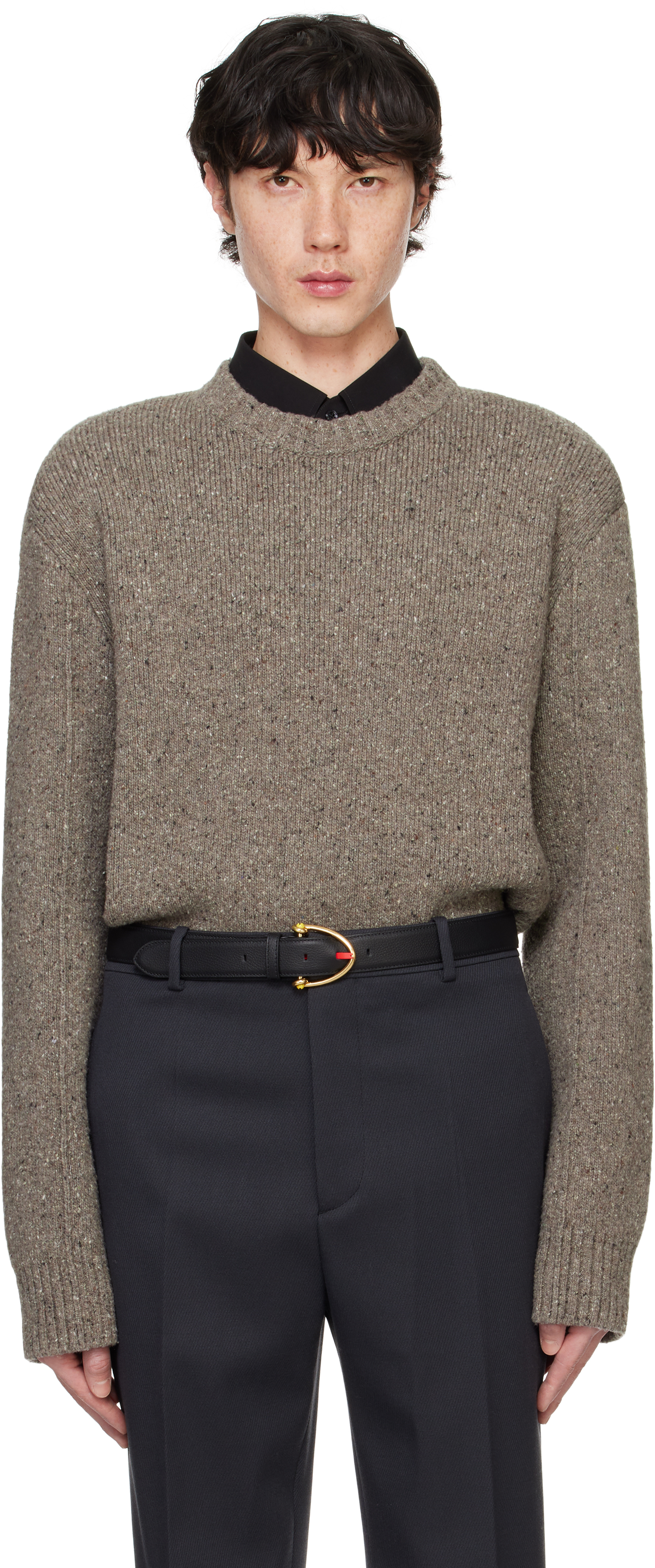 Taupe Wool Tailored Sweater