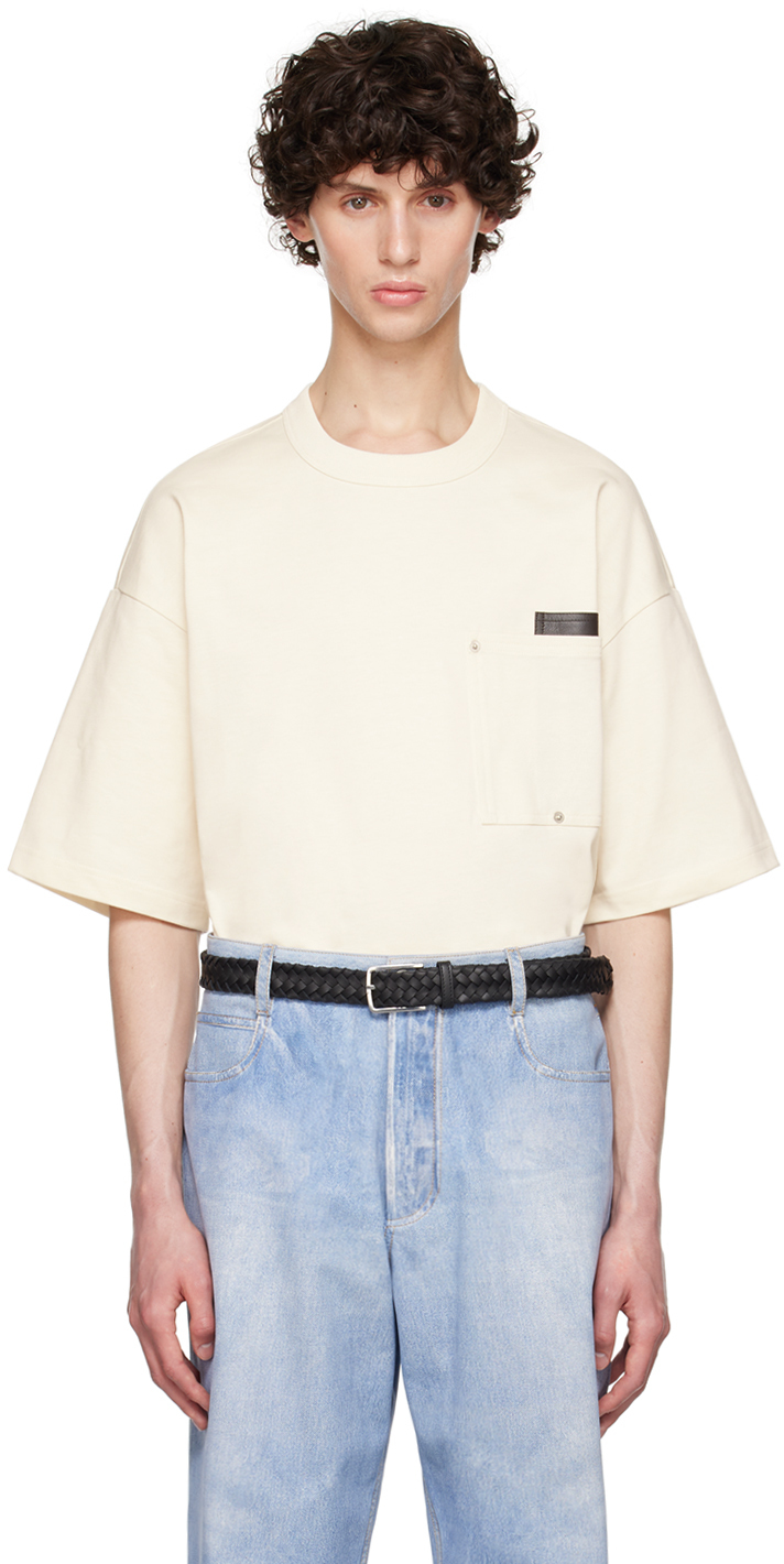 Shop Bottega Veneta Off-white Pocket T-shirt In 2679 Soap