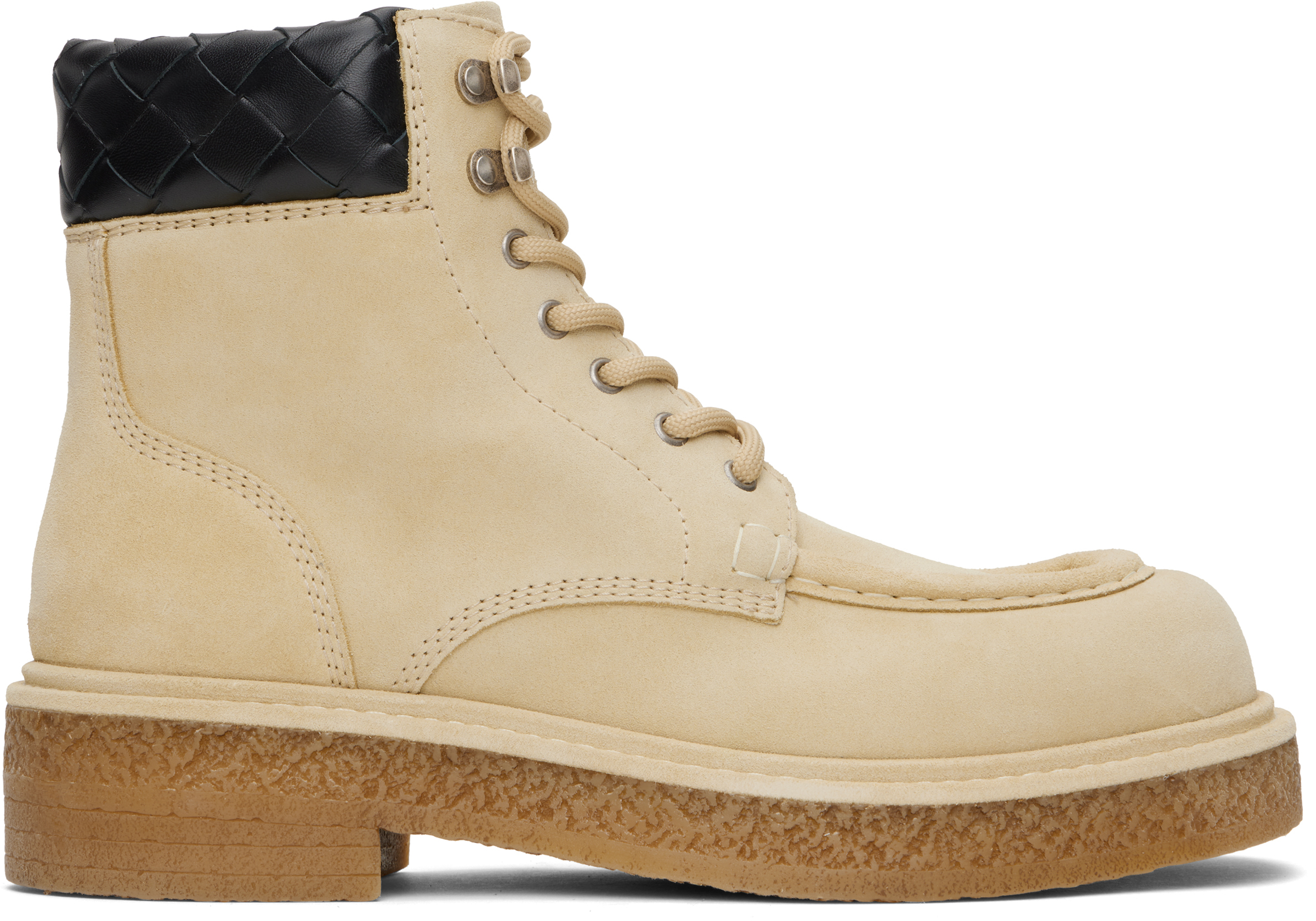 Beige Haddock Lace-Up Ankle Boots