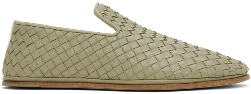 Shop Bottega Veneta Green Sunday Slippers In Travertine-seasalt