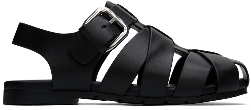 Shop Bottega Veneta Black Alfie Sandals In 1000 Black