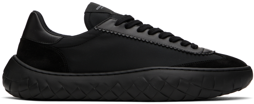 Black Nylon & Suede Sneakers