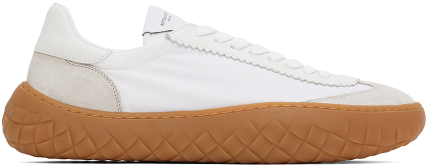 White Nylon & Suede Sneakers