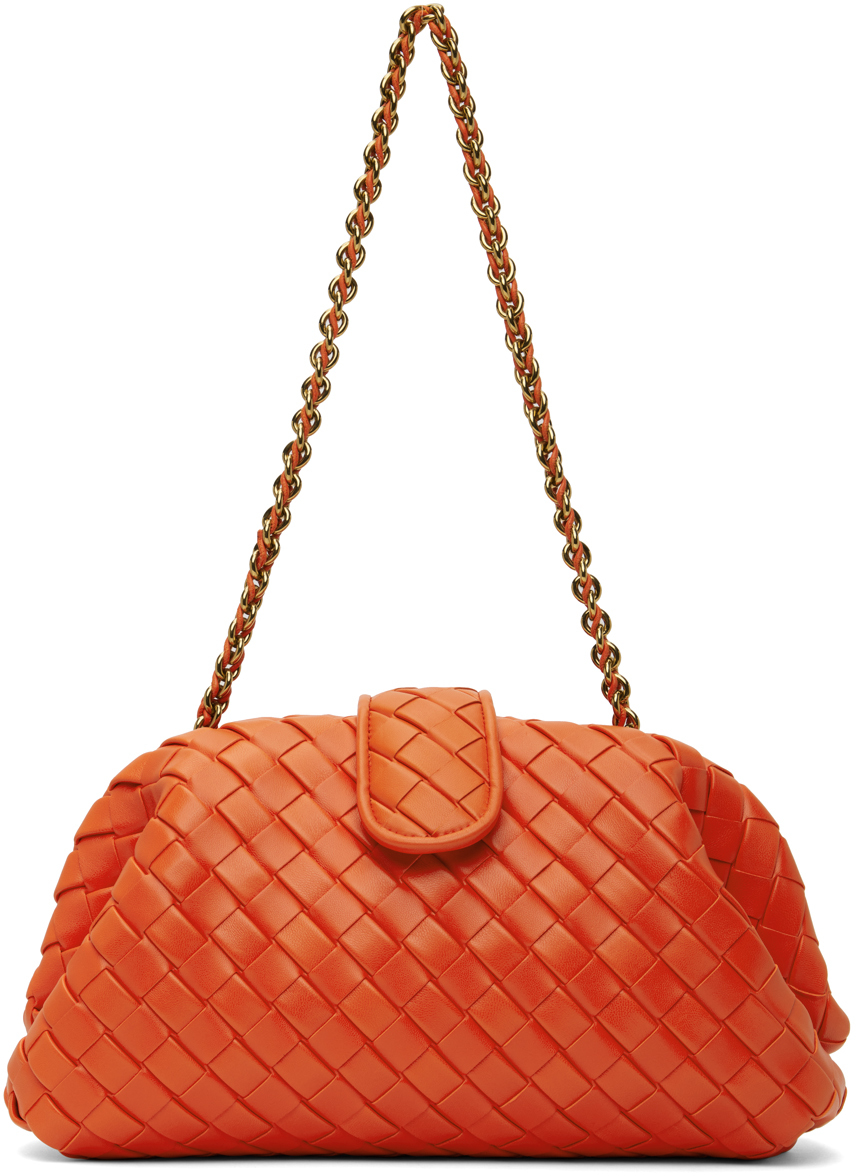 bottega veneta orange teen lauren 1980 with chain clutch