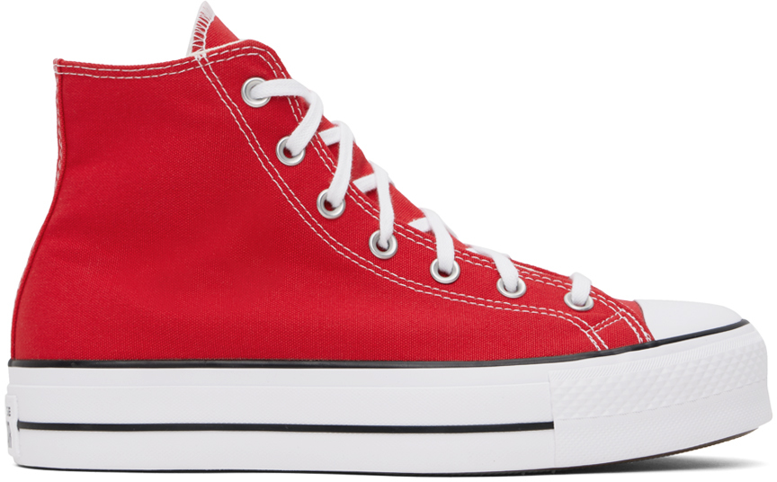 Shop Converse Red Chuck Taylor All Star Lift Hi Sneakers In Red/white/black