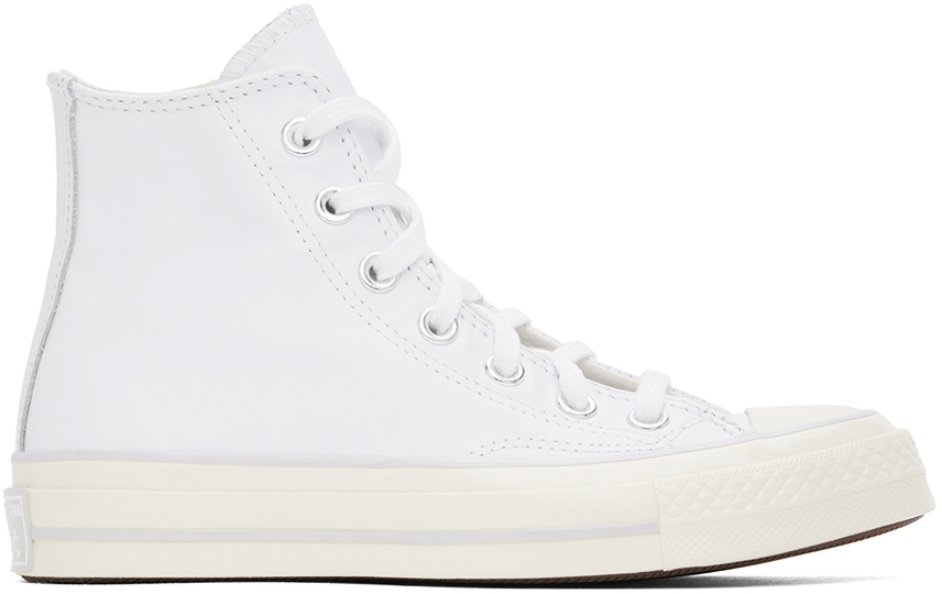 Shop Converse White Chuck 70 Leather Sneakers In Wht/fossilized/egret