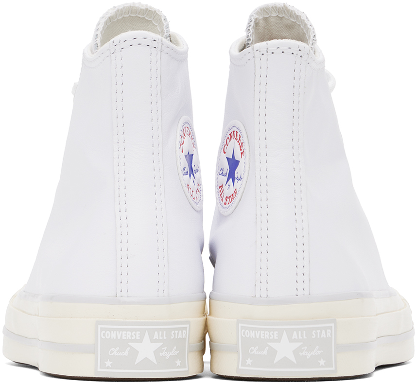 Converse White Chuck 70 Leather Sneakers In Wht/fossilized/egret