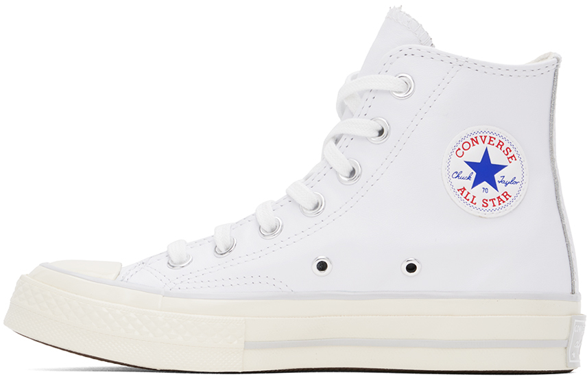 Converse White Chuck 70 Leather Sneakers In Wht/fossilized/egret