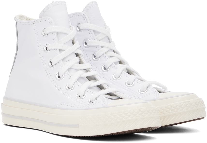 Converse White Chuck 70 Leather Sneakers In Wht/fossilized/egret