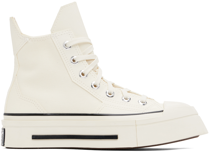 Shop Converse Off-white Chuck 70 De Luxe Squared High Top Sneakers In Egret/black/egret