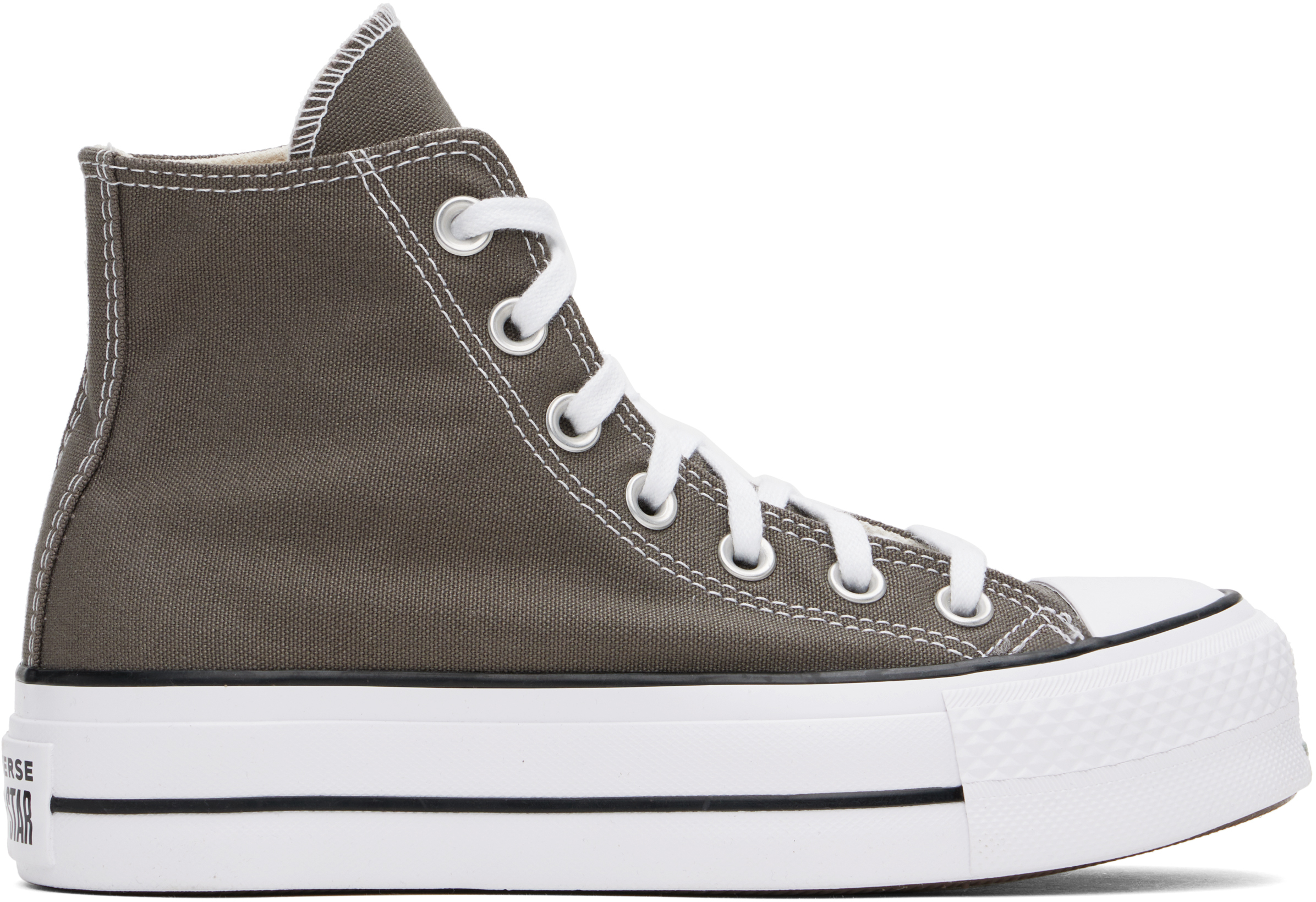 Converse Gray Chuck Taylor All Star Lift Platform High Top Sneakers In Charcoal/wht/blk