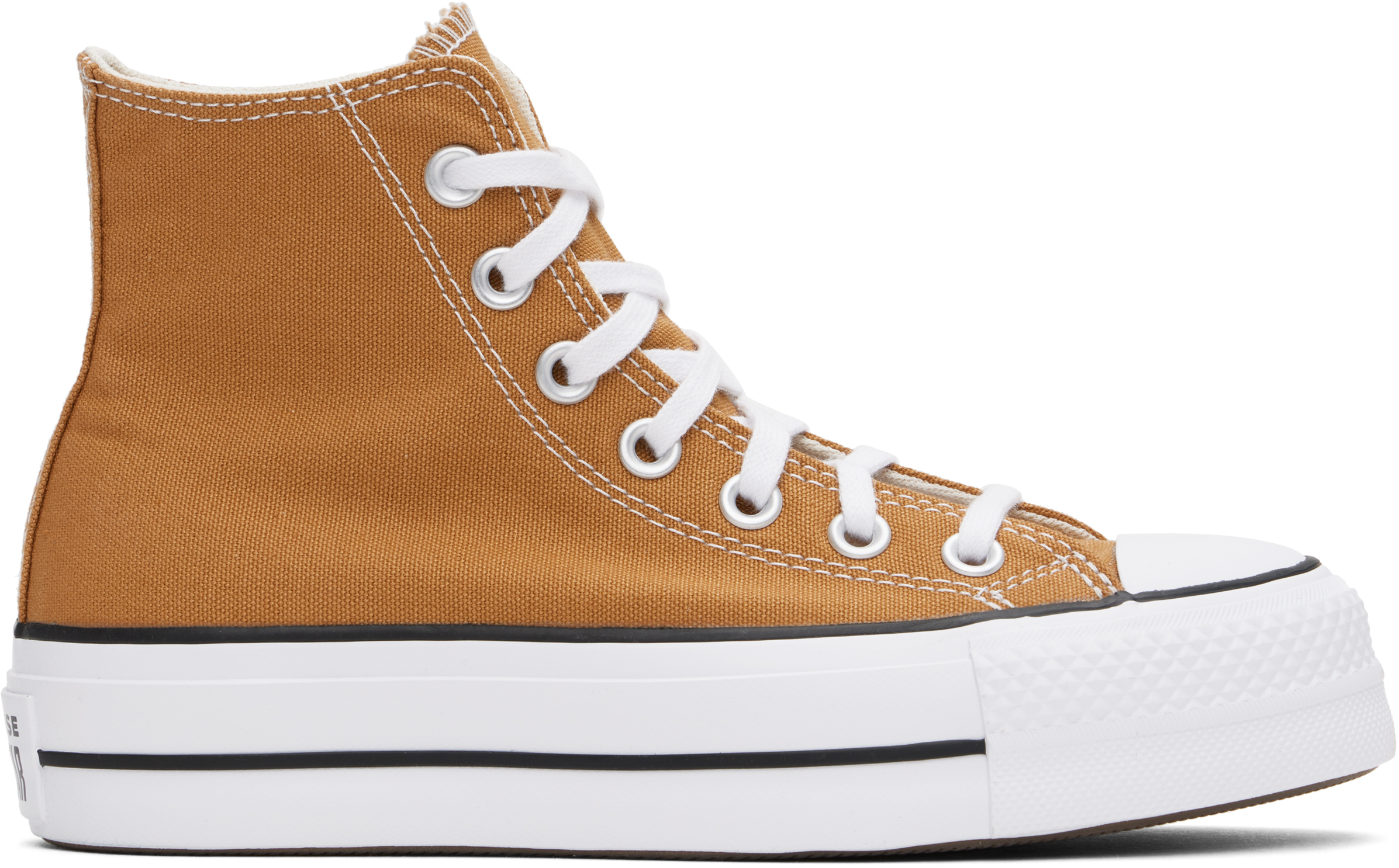 Shop Converse Brown Chuck Taylor All Star Lift Platform High Top Sneakers In Ginger/wht/blk