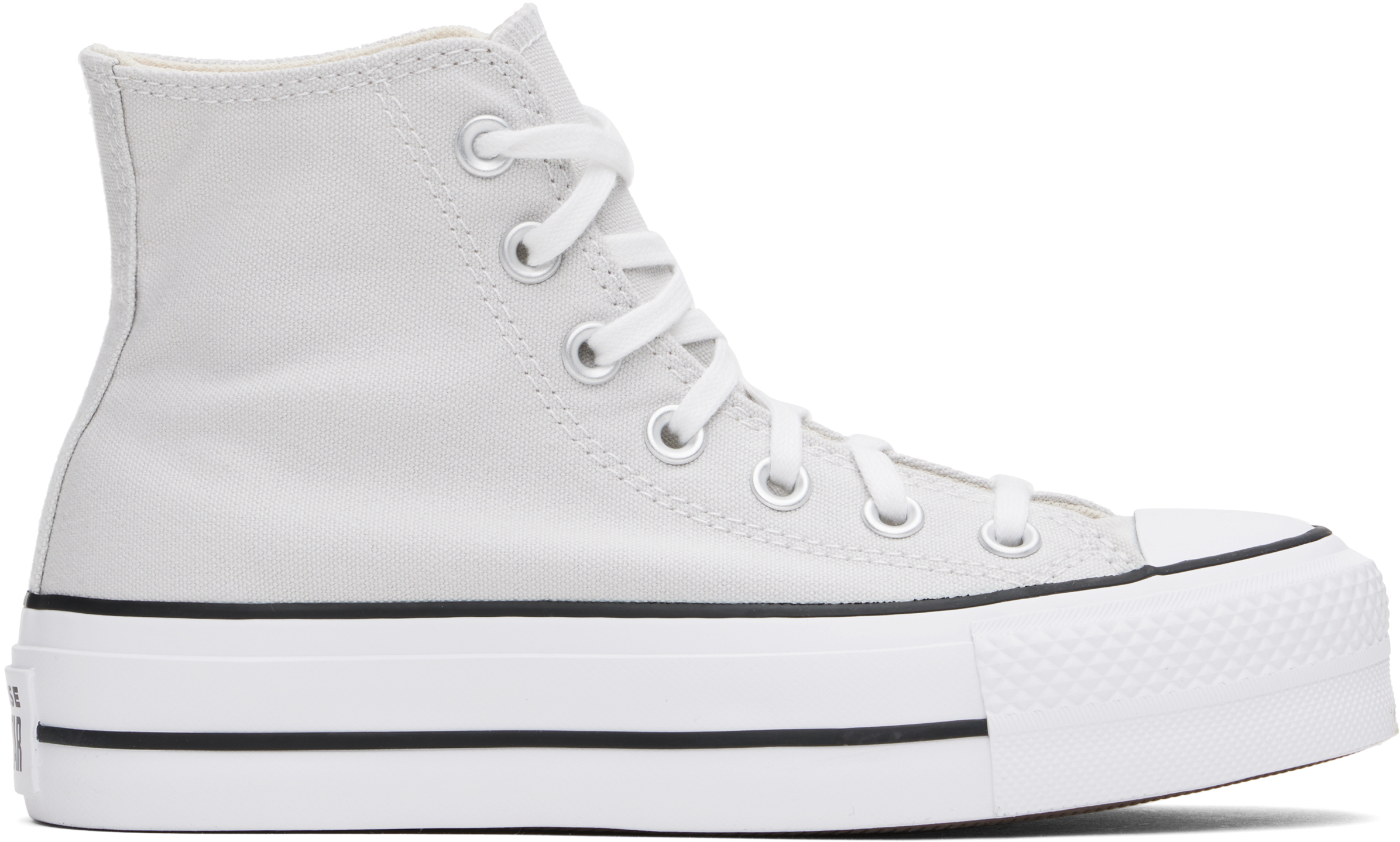 Shop Converse Gray Chuck Taylor All Star Lift Platform High Top Sneakers In Bly Grey/wht/blk