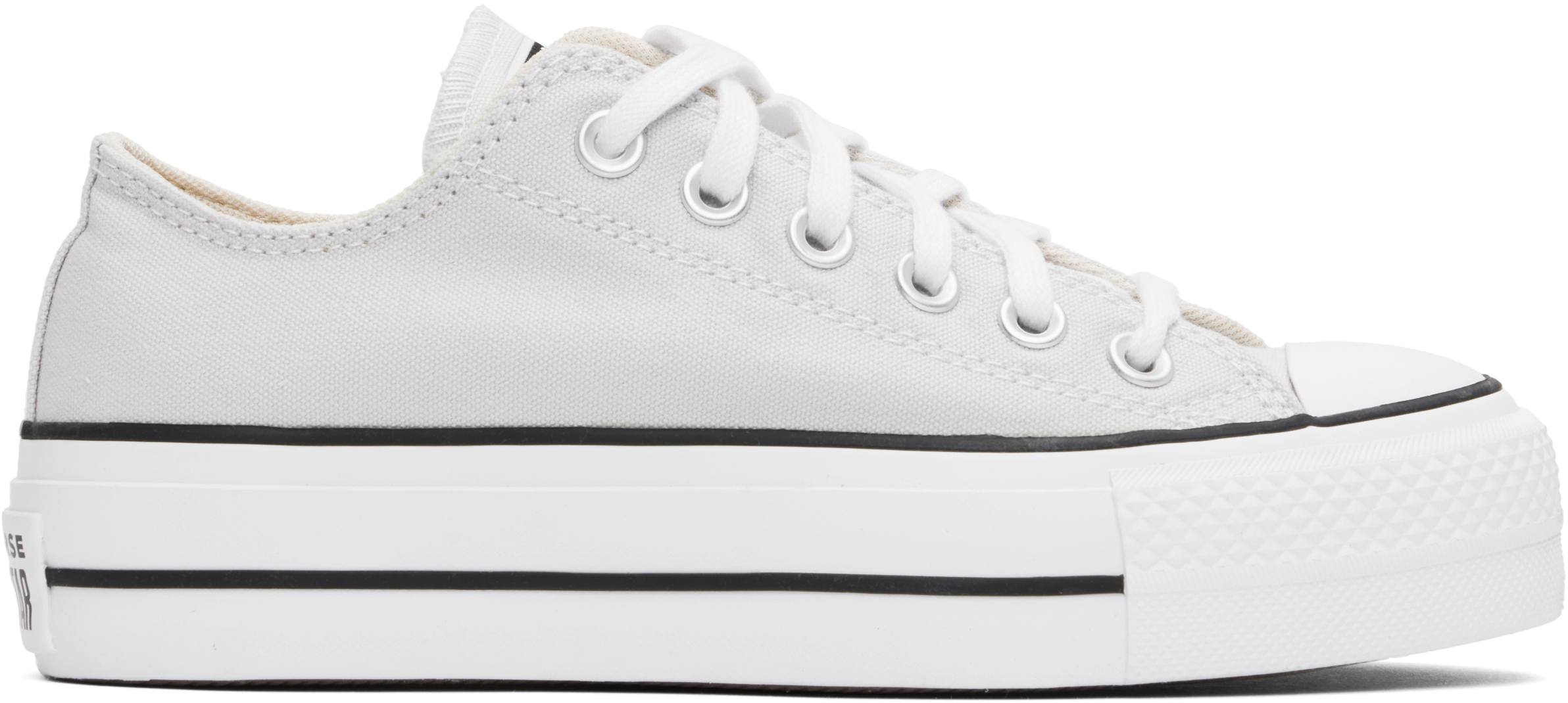 Converse Gray Chuck Taylor All Star Lift Platform Low Top Sneakers In Bly Grey/wht/blk