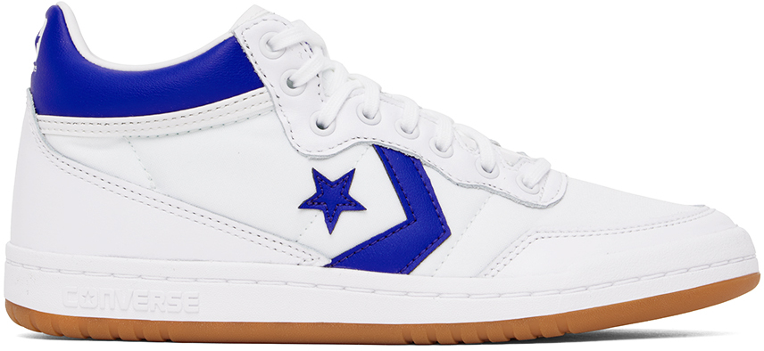 White & Blue CONS Fastbreak Pro Mid Top Sneakers
