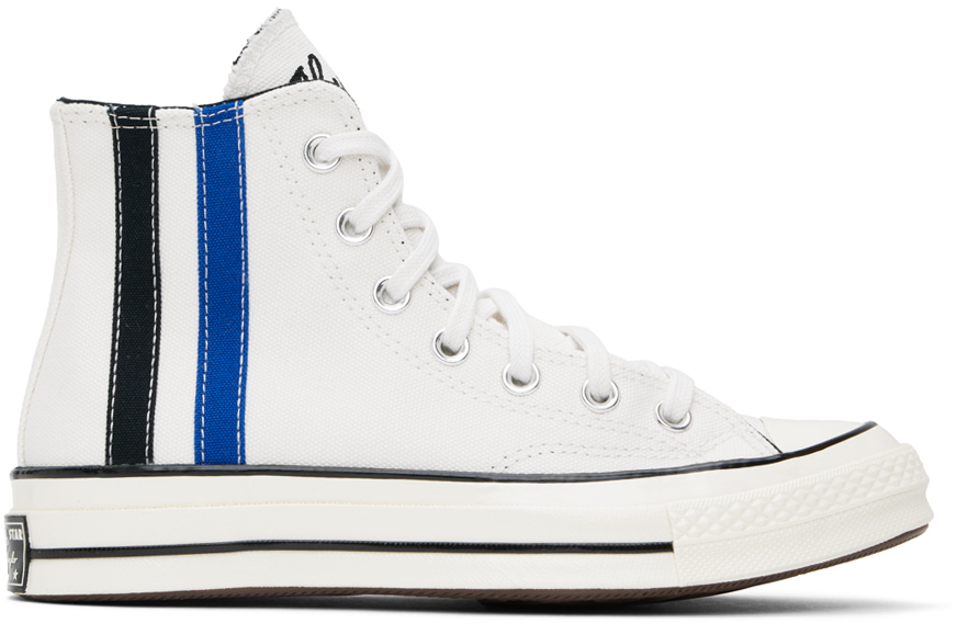 Shop Converse Off-white Chuck 70 Archival Stripes High Top Sneakers In Vintage White/blue/b