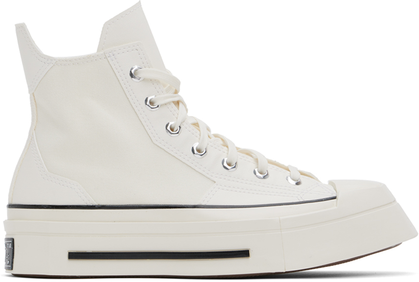 CONVERSE WHITE CHUCK 70 DE LUXE SQUARED HIGH TOP SNEAKERS 