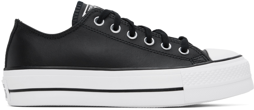 Black Chuck Taylor All Star Platform Leather Low Top Sneakers