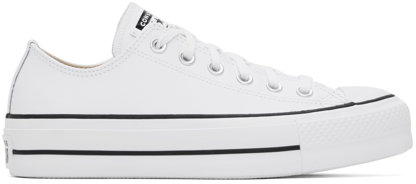 White Chuck Taylor All Star Platform Leather Low Top Sneakers