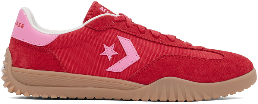 CONVERSE RED & PINK RUN STAR TRAINER LOW TOP SNEAKERS 