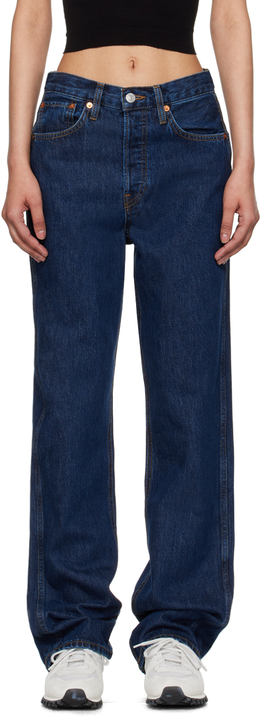 Blue 90s High Rise Loose Jeans