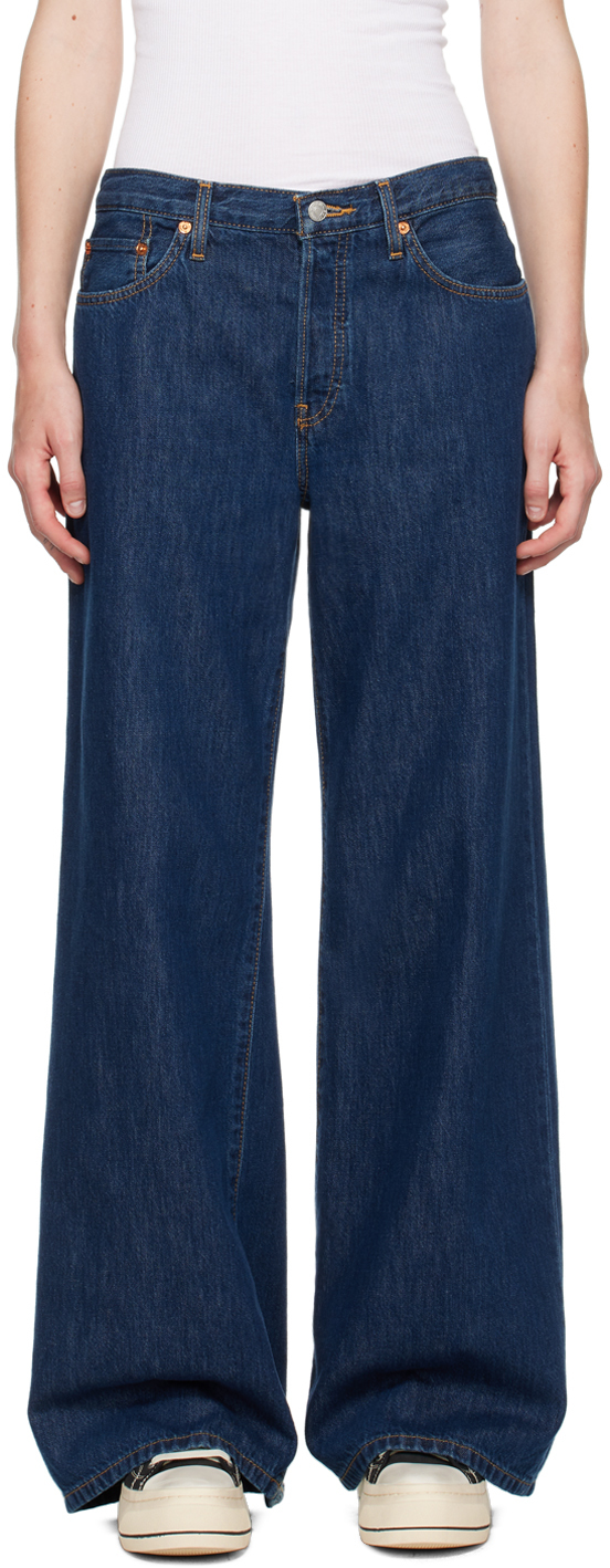 Indigo Mid Rise Palazzo Jeans