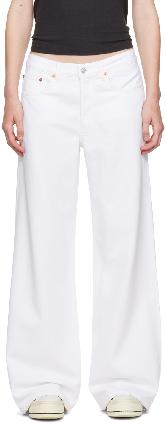 Shop Re/done White Mid Rise Palazzo Jeans