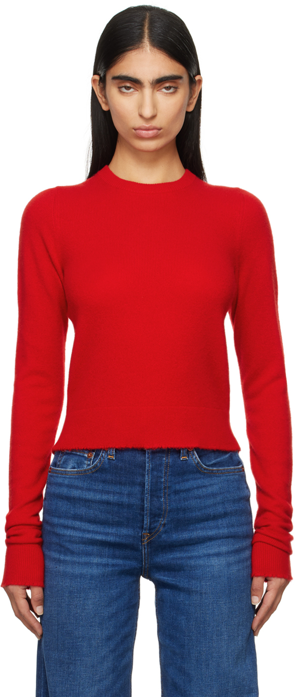 Shop Re/done Red Cashmere Crewneck Sweater In Fire