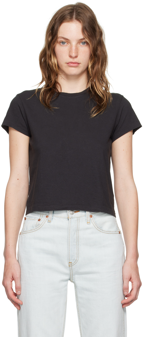 Shop Re/done Black Hanes Edition 1950s Boxy T-shirt In Washed Black