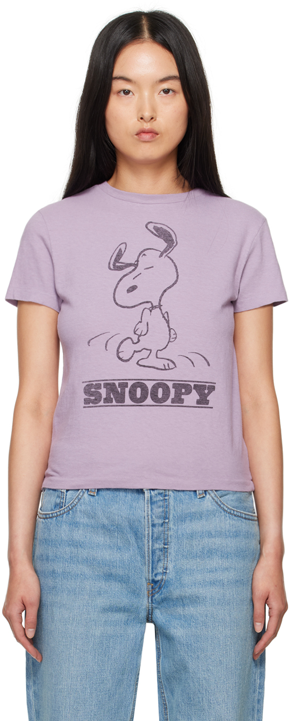 Shop Re/done Purple Snoopy Dancing T-shirt In Lavender