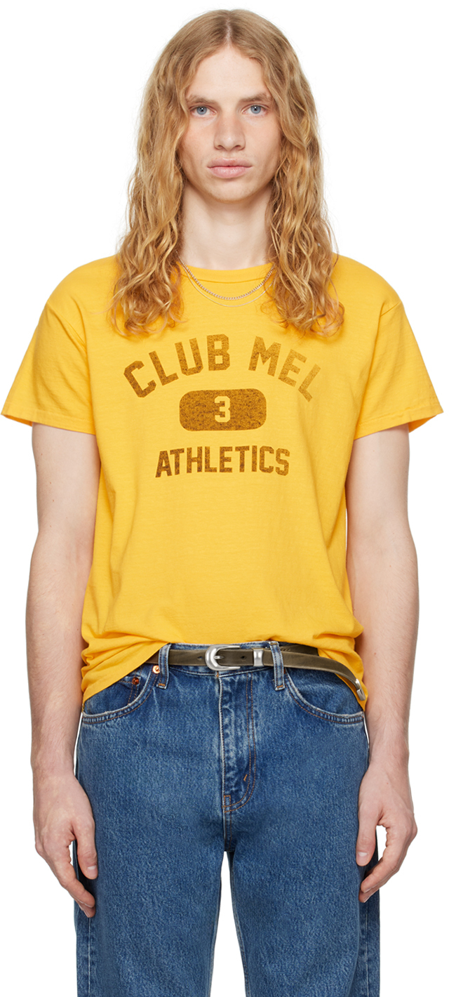 Shop Re/done Yellow 'club Mel' Tubular T-shirt In Golden Yellow