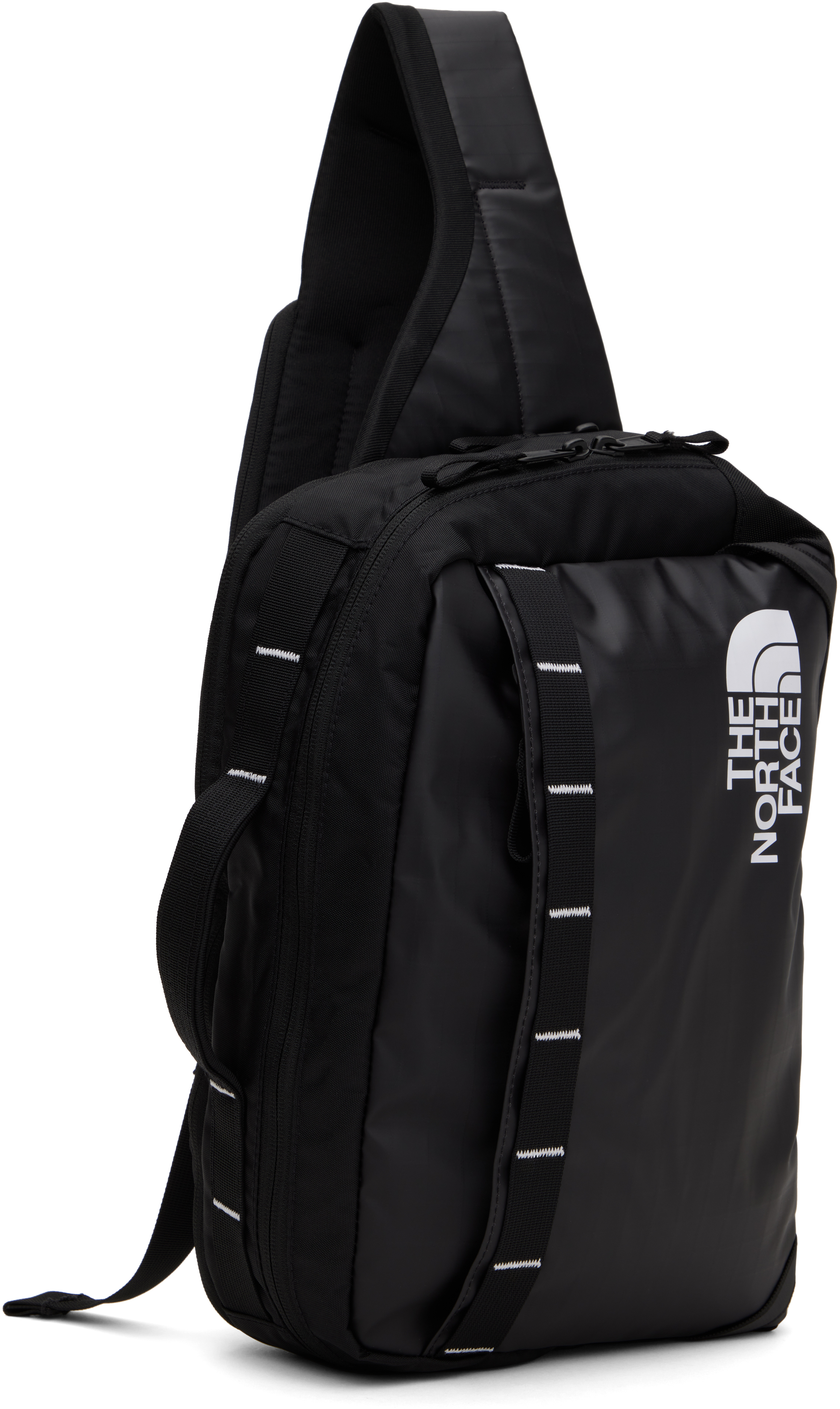 The North Face Black Base Camp Voyager Sling Bag In 53r Tnf Black/tnf Wh