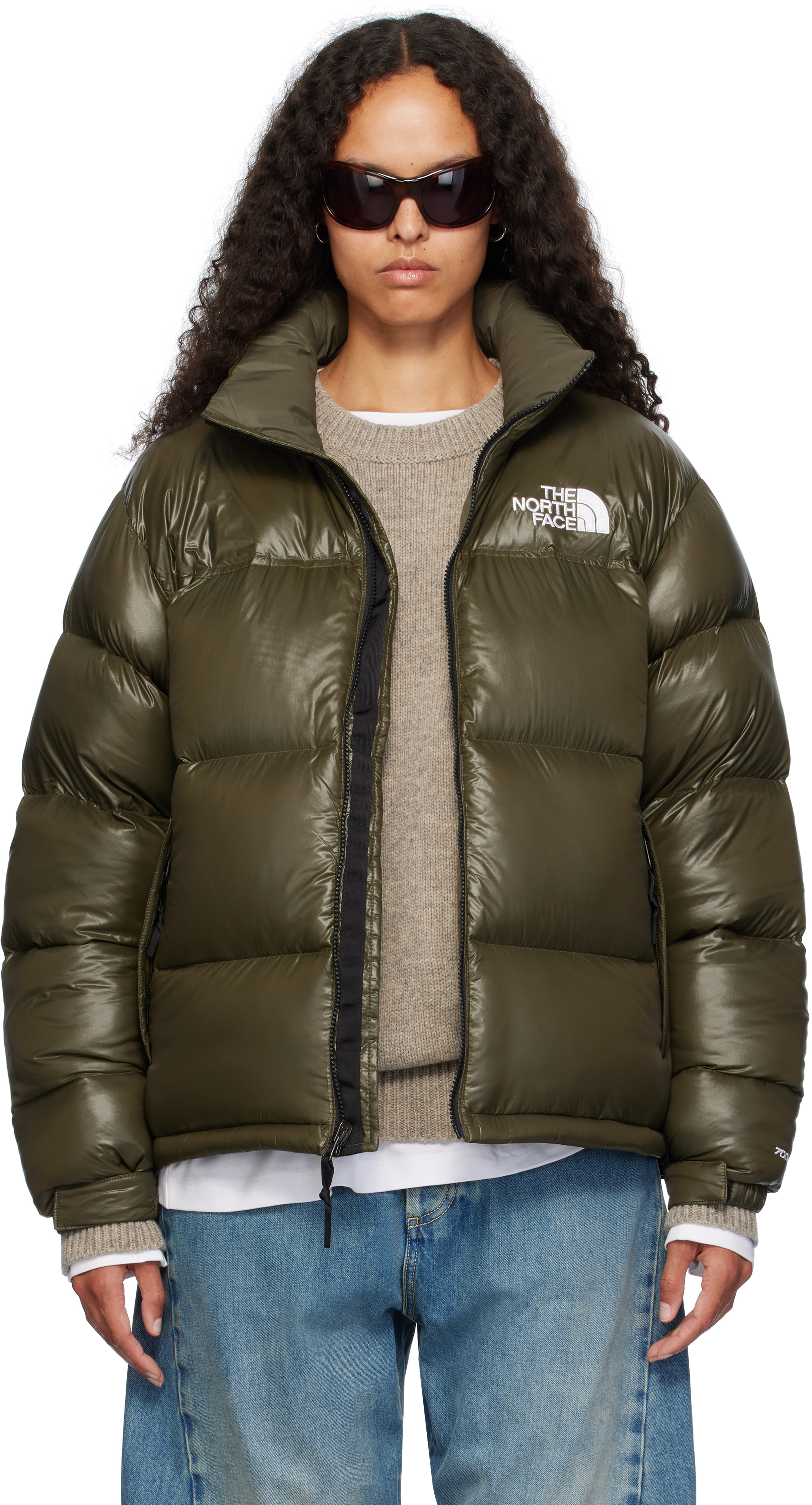 SSENSE Exclusive Khaki 1996 Retro Shine Nuptse Down Jacket